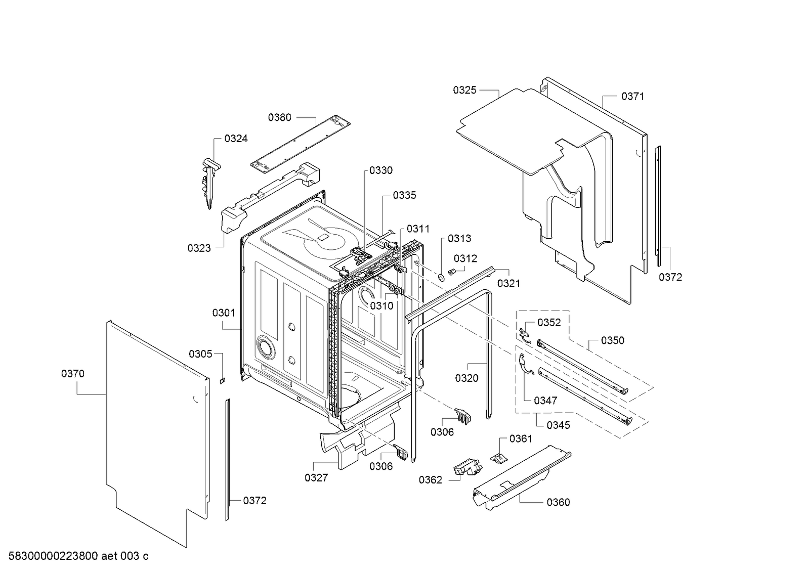 Genuine rack guide rail for Bosch Dishwashers Suits: SPV6HMX4MR ...