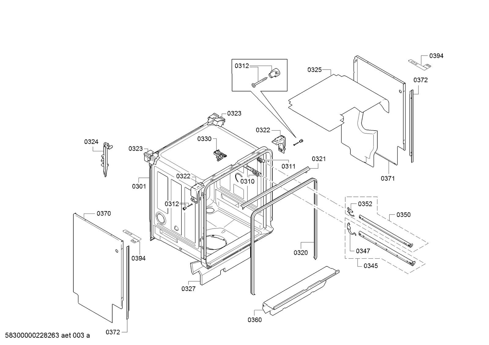 Genuine rack guide rail for Bosch Dishwashers Suits: SGU4HCS48E ...