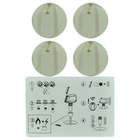 Genuine Knob Set Of 4- Universal Kit White, 40mm Skirt For AEG Spare Part No: UK-40W4