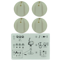 Genuine Knob Set Of 4- Universal Kit White, 40mm Skirt For Chef Spare Part No: UK-40W4