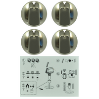 Genuine Knob Set Of 4- Universal Kit Stainless Steel Appearance, 48mm Skirt For Chef Spare Part No: UK-48S4