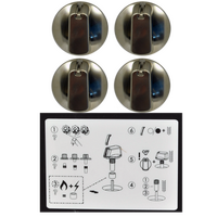 Genuine Knob Set Of 4- Universal Kit Stainless Steel Appearance, 55mm Skirt For Chef Spare Part No: UK-55S4