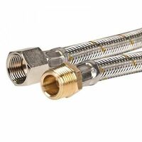 Stainless Steel Braided LPG NG Hose 1.2M 3/8" BSP Male X 3/8" SEA F 13-B13441200