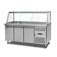 S.S   BENCH & DISPLAY FRIDGE SALAD COLD BAR WITH  CHOPPING BOARD 1800MMLONG