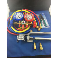 R410A MANIFOLD GAUGE 1.8M HOSE SET, COPPER BENDER , CUTTER 5/16" M TO 1/4"F