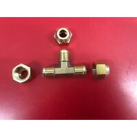 LPG FITTING 3 WAY TEE 3/8" X 3/8" X 3/8" COMPRESSING  CARAVAN  BOAT MOTORHOME