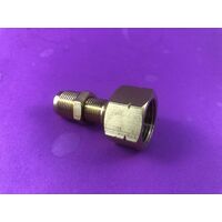 LPG CARAVAN. Brass Female POL / BBQ (CGA510) Gas Adapter to Male 3/8 MI-M284