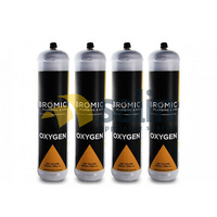 4 x 1 Litre PURE OXYGEN Bromic Disposable Gas Bottle | 12mm Thread Mapp 400300