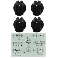 Genuine Knob Set Of 4- Universal Kit Black, 35mm Skirt For Simpson Spare Part No: UK-35B4