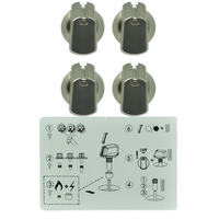 Genuine Knob Set Of 4- Universal Kit Stainless Steel Appearance, 35mm Skirt For Simpson Spare Part No: UK-35S4