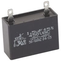 MOTOR START VERTICAL MOUNT | Value: 1.5 µF | Tolerance: %5 | Size: 37mm x 26mm x 15mm | 450Vac | For Hobby | For PCB | For TV 