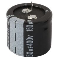 HSW SERIES ELECTROLYTIC Capacitor - Low Leakage | Value: 150 µF | Tolerance: %20 | Size: 30mm x 25mm | 400V | For Hobby | For PCB | For TV