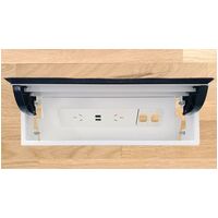 ULTRA SINGLE LID DROP-IN TABLE BOX WITH 2x GPO OUTPUTS / 4x CLIPSAL COMPATIBLE CUTOUTS 