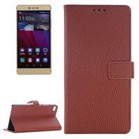 LITCHI TEXTURE HORIZONTAL FLIP LEATHER CASE WITH CARD HOLDER & STAND 