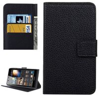 LITCHI TEXTURE HORIZONTAL FLIP LEATHER CASE WITH CARD HOLDER & STAND 