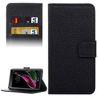 LITCHI TEXTURE HORIZONTAL FLIP LEATHER CASE WITH CARD HOLDER & STAND 