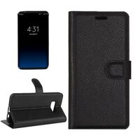 LITCHI TEXTURE HORIZONTAL FLIP LEATHER CASE WITH CARD HOLDER & STAND 