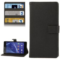 LITCHI TEXTURE HORIZONTAL FLIP CASE WITH CARD HOLDER 