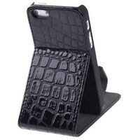 CROCODIAL TEXTURE VERTICAL FLIP LEATHER CASE WITH STAND 