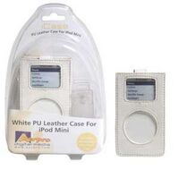 PU leather case with clear clip White - Suit iPod mini 