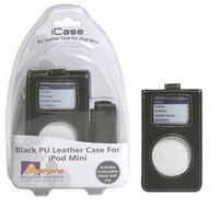 PU leather case with clear clip Black - Suit iPod mini 