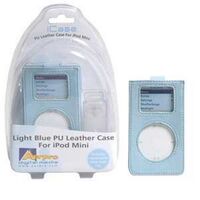 PU leather case with clear clip Blue - Suit iPod mini 