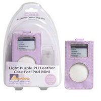 PU leather case with clear clip Purple - Suit iPod mini 