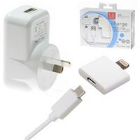 AC/DC Charger To USB Port 2.1A Hardwired iPhone 5 Cable For Charging 