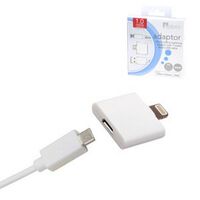 MICRO USB TO TYPE-A USB WITH LIGHTNING ADAPTOR 1M WHITE 