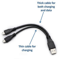 USB to Dual Micro USB Charging Cable | USB-AM to 2x MICRO USB-M | Length: 18 cm