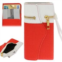 LEATHER CASE FOR APPLE iPHONE 5 / 5S / SE WITH CARD HOLDER AND ZIPPER 