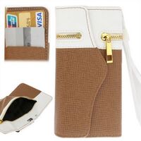 LEATHER CASE FOR APPLE iPHONE 5 / 5S / SE WITH CARD HOLDER AND ZIPPER 