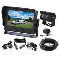 7 COMMERCIAL GRADE DASH MOUNT DISPLAY DUAL REVERSE CAMERA TRAILER KIT 