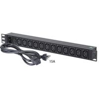 HORIZONTAL 12x IEC C13 OUTLETS PDU WITH DETACHABLE CABLE 