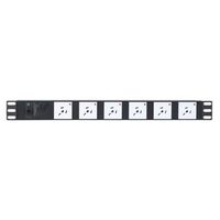 HORIZONTAL POWER RAIL WITH SPD - 6 WAY 10A GPO PDU - 10A GPO INPUT - GPO-LOCK™ 