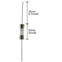 TBX Pigtail Slow Blow Glass Fuse | Rating: 6.3 A | Dimensions: 2AG 20mm,5mmø - 30mm,0.7mmø | 250 V