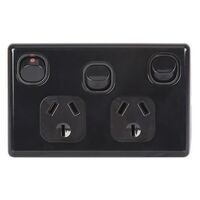 HORIZONTAL WALL POWER OUTLET 10A + SWITCH 