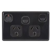 SLIM HORIZONTAL WALL OUTLET 10A + SWITCH 